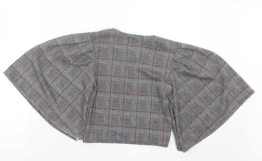 Boohoo Womens Grey Check  Basic Blouse Size 8