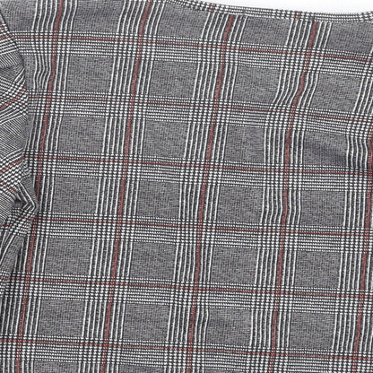 Boohoo Womens Grey Check  Basic Blouse Size 8