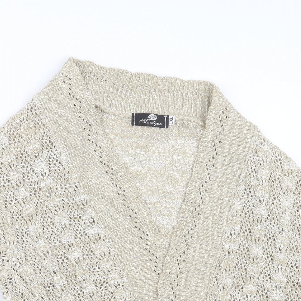 Womens UK Size L Monique Beige Cardigan Jumper