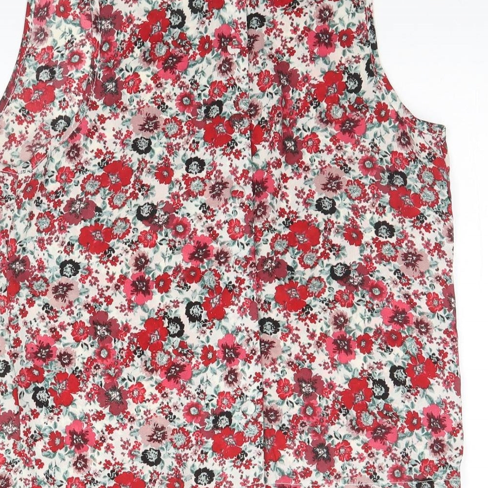 New Look Womens Red Floral  Basic Tank Size 10
