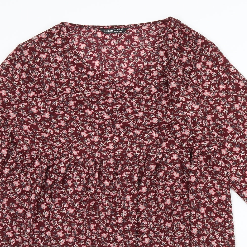 SheIn Womens Purple Floral  Fit & Flare  Size S