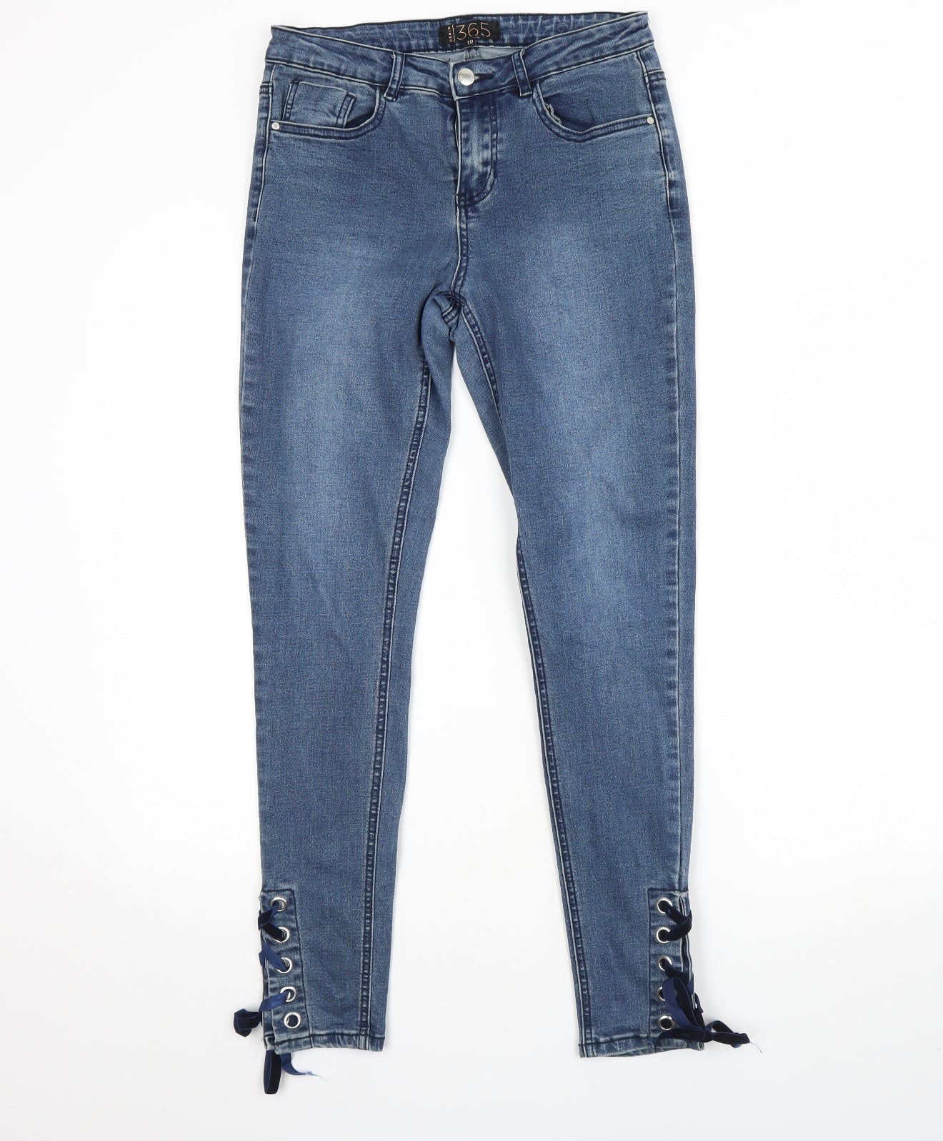 365 Denim Womens Blue  Denim Skinny Jeans Size 10 L30 in - Tie Detail