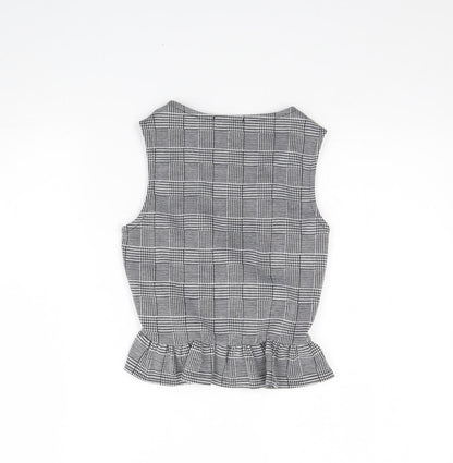 Boohoo Womens Black Plaid  Basic Tank Size 8