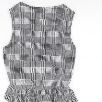 Boohoo Womens Black Plaid  Basic Tank Size 8