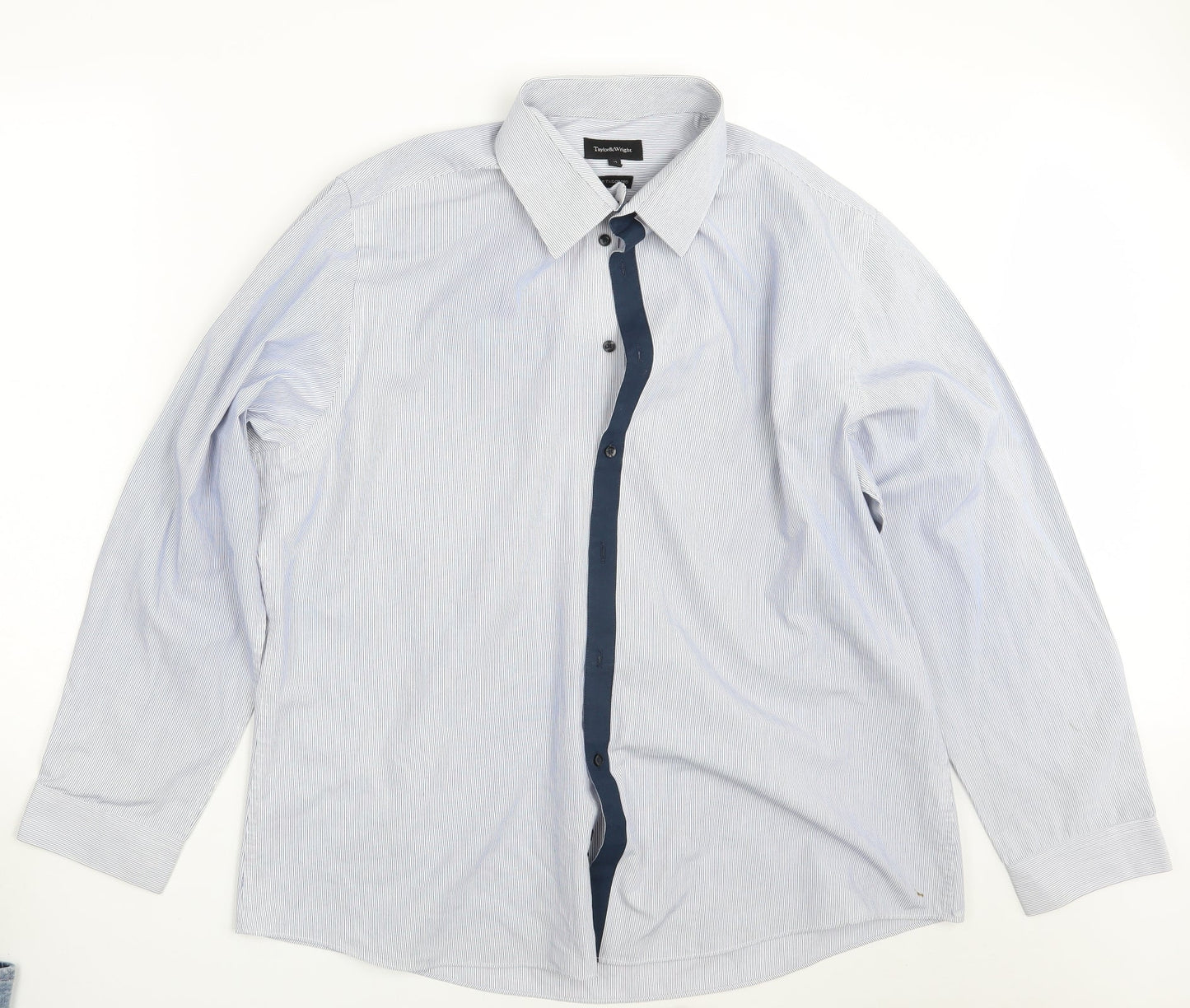 Taylor & Wright Mens Blue Striped   Button-Up Size 18