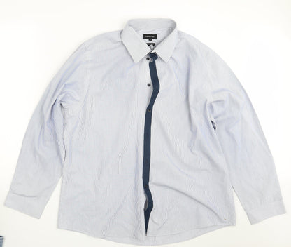 Taylor & Wright Mens Blue Striped   Button-Up Size 18