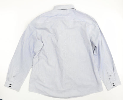 Taylor & Wright Mens Blue Striped   Button-Up Size 18