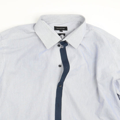 Taylor & Wright Mens Blue Striped   Button-Up Size 18
