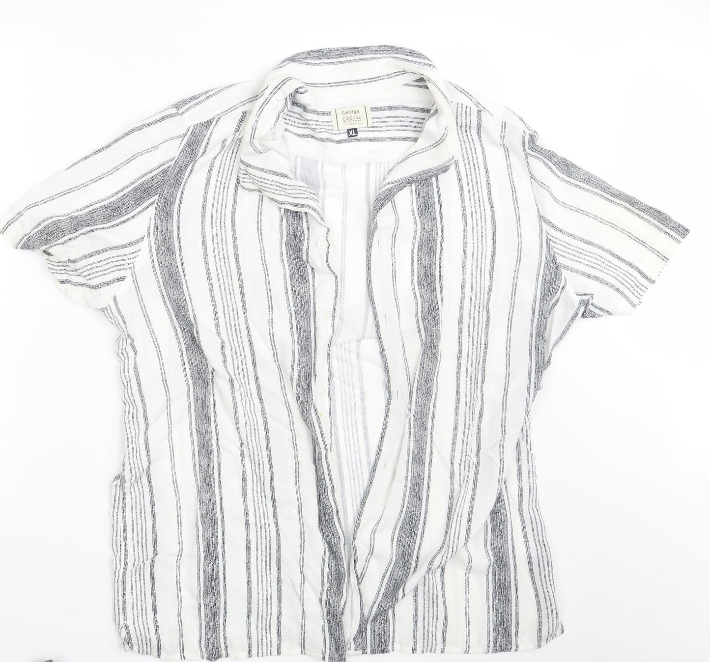 George Mens White Striped   Button-Up Size XL