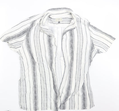George Mens White Striped   Button-Up Size XL