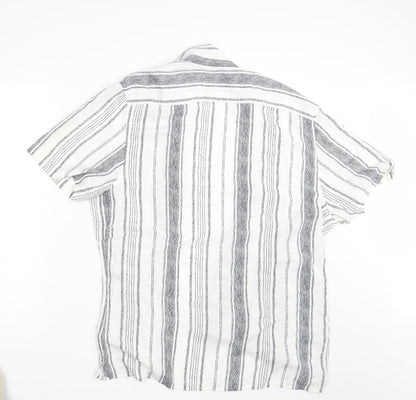 George Mens White Striped   Button-Up Size XL