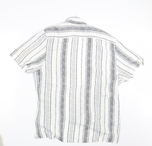George Mens White Striped   Button-Up Size XL