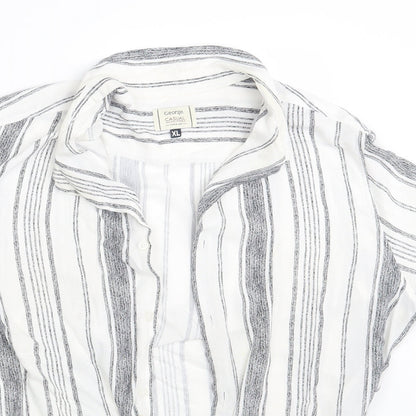 George Mens White Striped   Button-Up Size XL