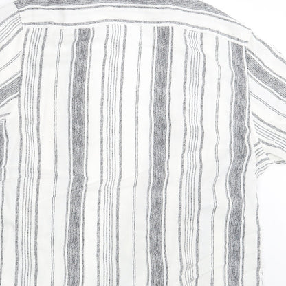 George Mens White Striped   Button-Up Size XL