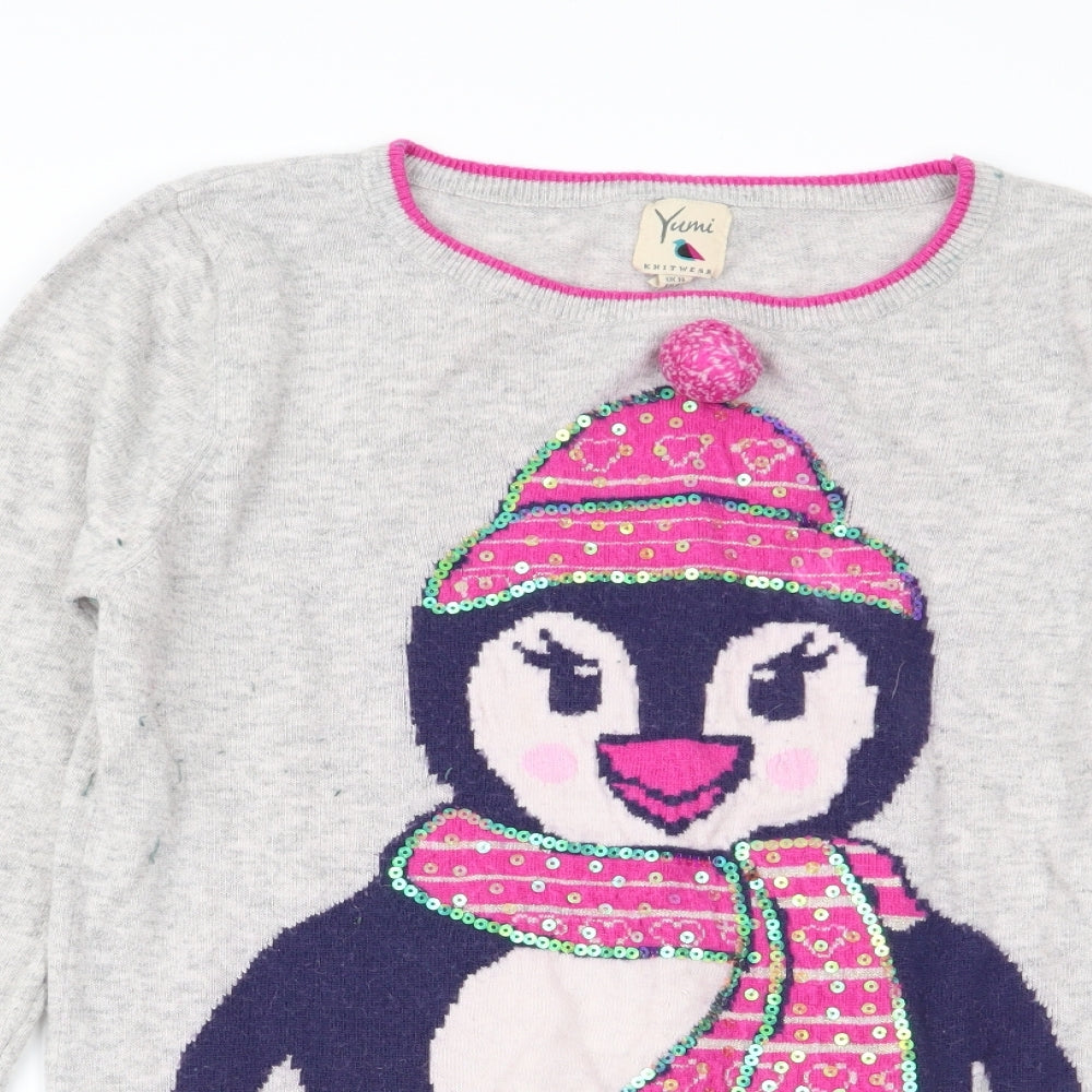 Womens UK Size 14 Yumi Grey Pullover Jumper