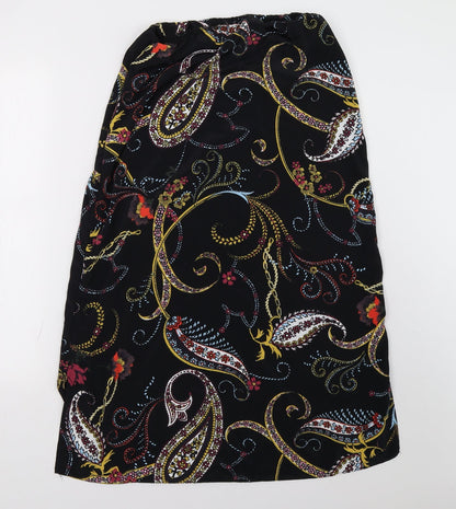Dorothy Perkins Womens Black Floral  A-Line Skirt Size 10