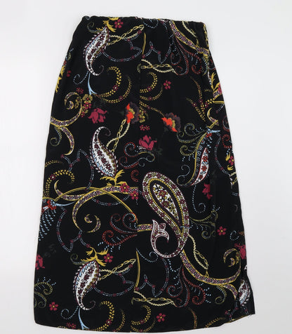 Dorothy Perkins Womens Black Floral  A-Line Skirt Size 10
