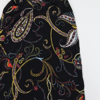 Dorothy Perkins Womens Black Floral  A-Line Skirt Size 10