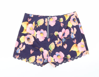 Parisian Womens Multicoloured Floral  Paperbag Shorts Size 8
