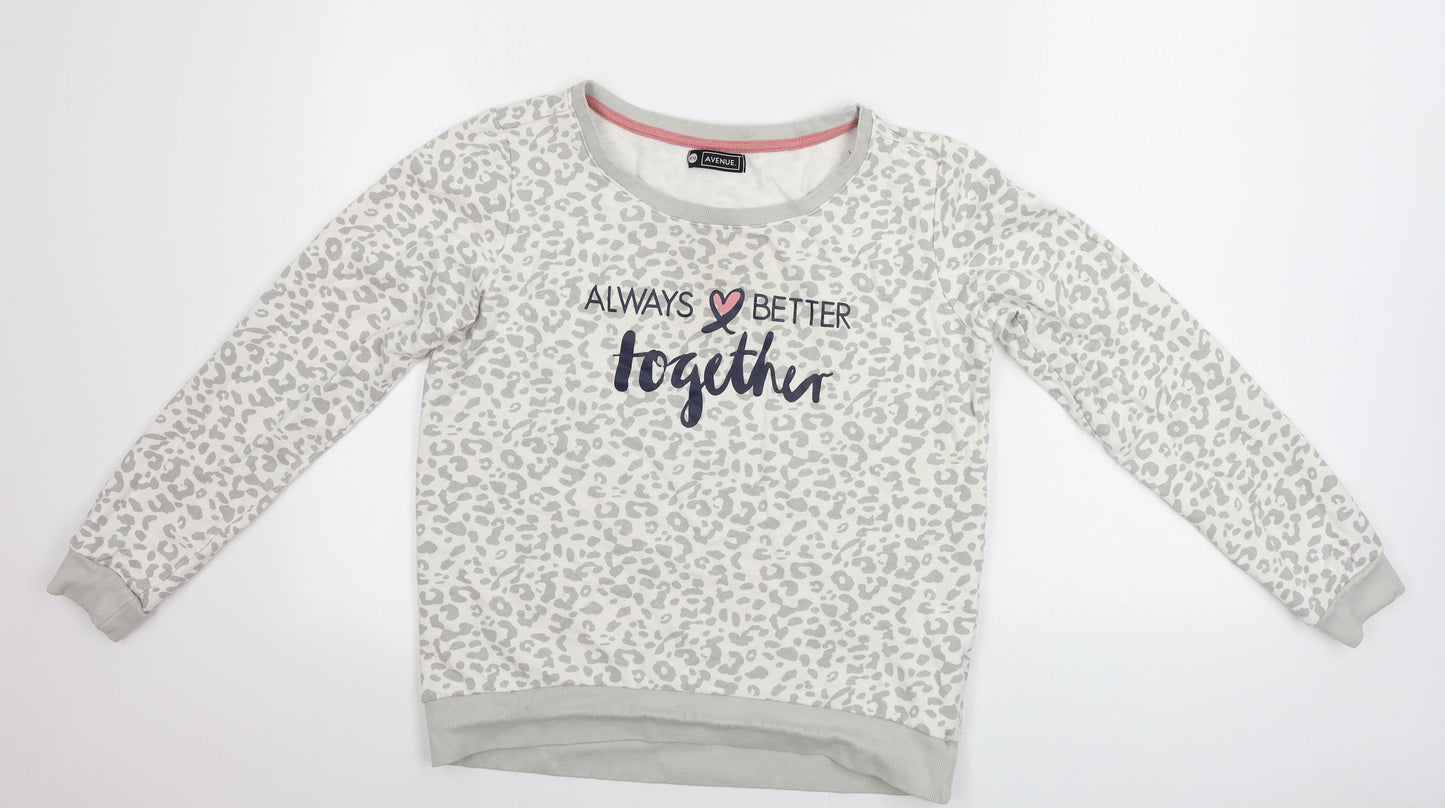 Avenue Womens White Animal Print  Pullover Jumper Size 10
