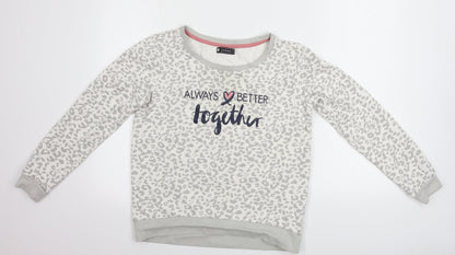 Avenue Womens White Animal Print  Pullover Jumper Size 10