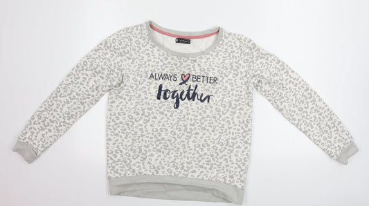 Avenue Womens White Animal Print  Pullover Jumper Size 10