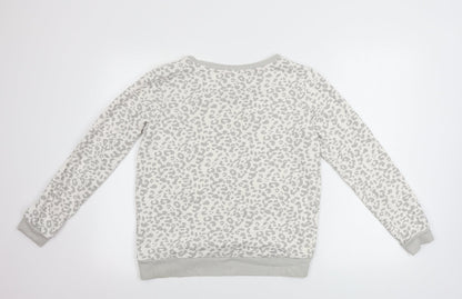 Avenue Womens White Animal Print  Pullover Jumper Size 10