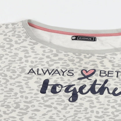 Avenue Womens White Animal Print  Pullover Jumper Size 10