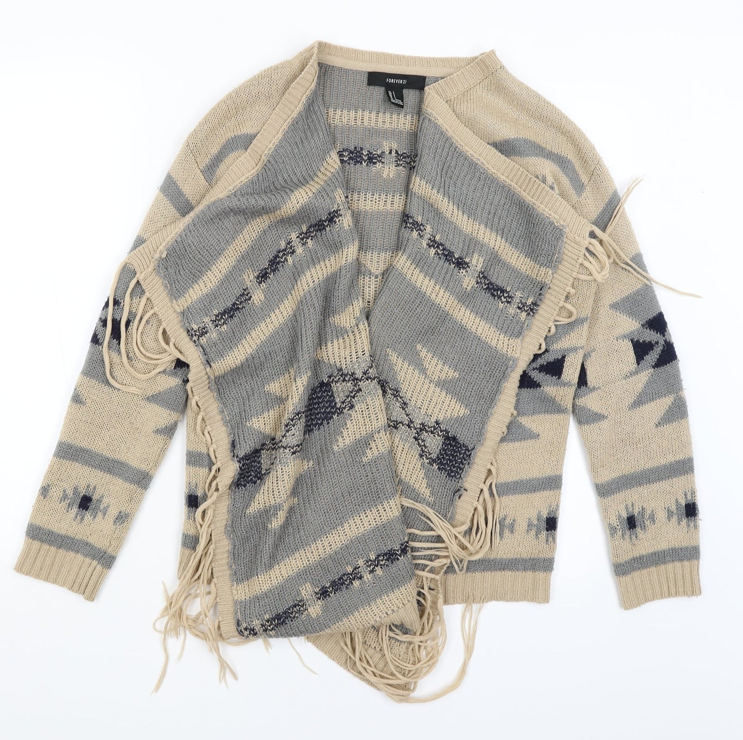 FOREVER 21 Womens Brown Geometric  Wrap Jumper Size S