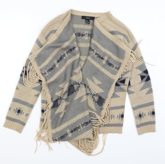 FOREVER 21 Womens Brown Geometric  Wrap Jumper Size S