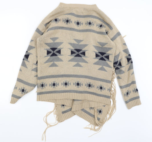 FOREVER 21 Womens Brown Geometric  Wrap Jumper Size S