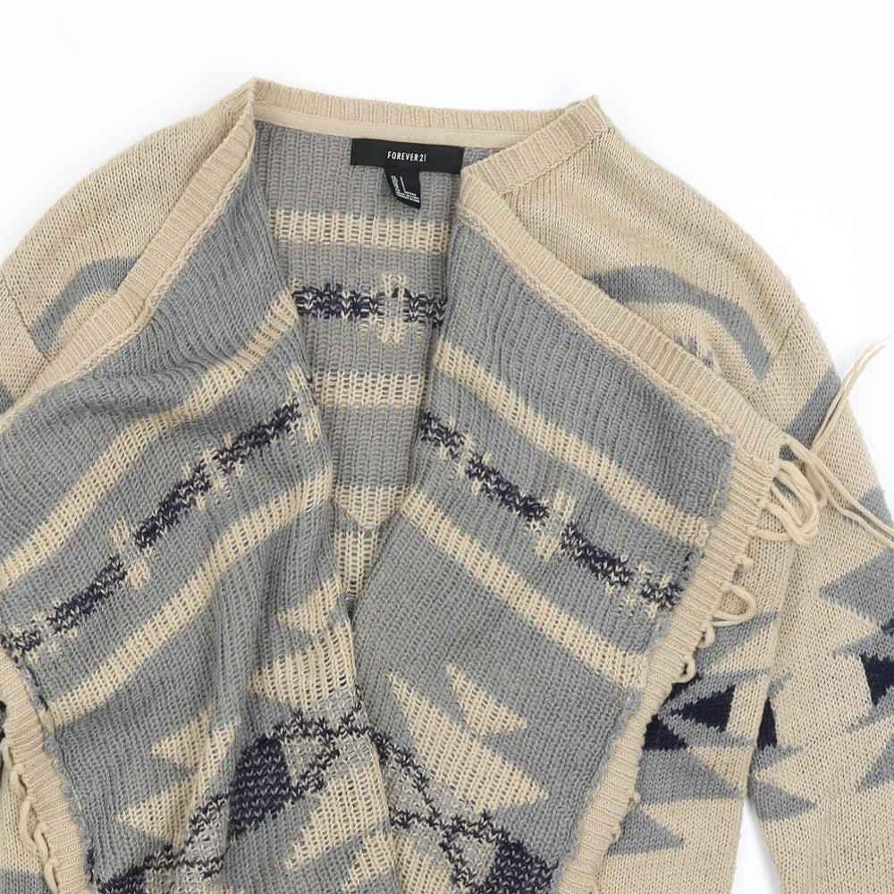 FOREVER 21 Womens Brown Geometric  Wrap Jumper Size S