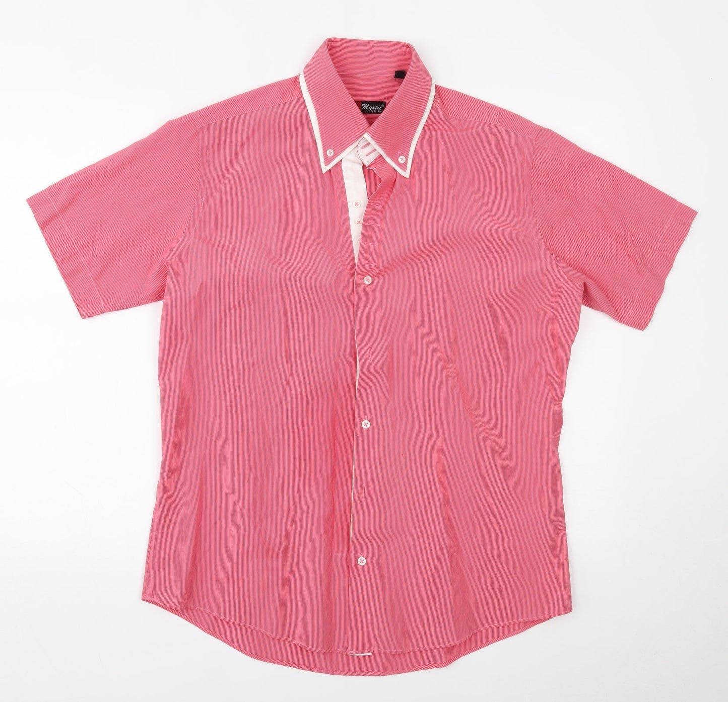 Mens UK Size 42 Mystic Red  Button-Up Short Sleeve Casual Shirt