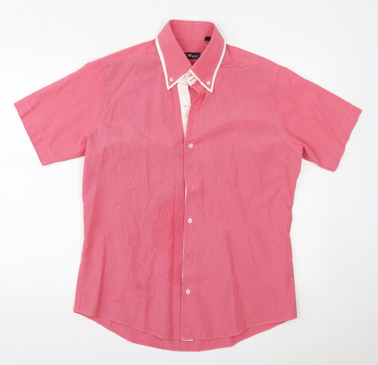 Mens UK Size 42 Mystic Red  Button-Up Short Sleeve Casual Shirt