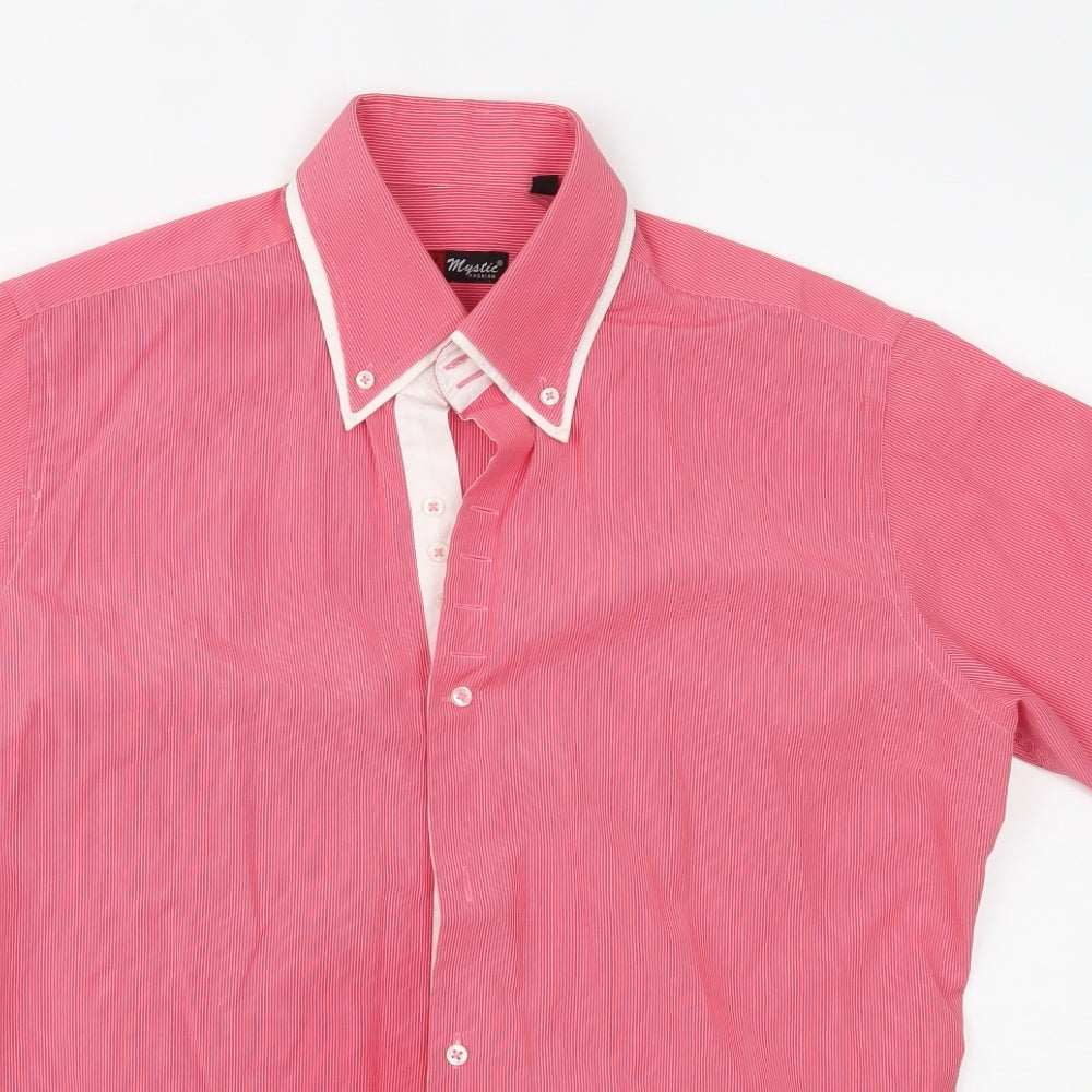 Mens UK Size 42 Mystic Red  Button-Up Short Sleeve Casual Shirt