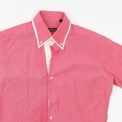 Mens UK Size 42 Mystic Red  Button-Up Short Sleeve Casual Shirt