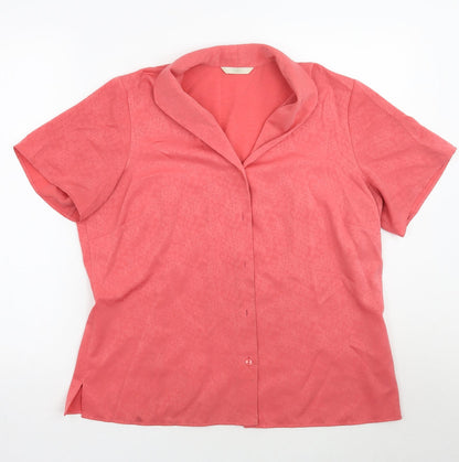 Womens UK Size 16 Marks and Spencer Pink Basic Button-Up