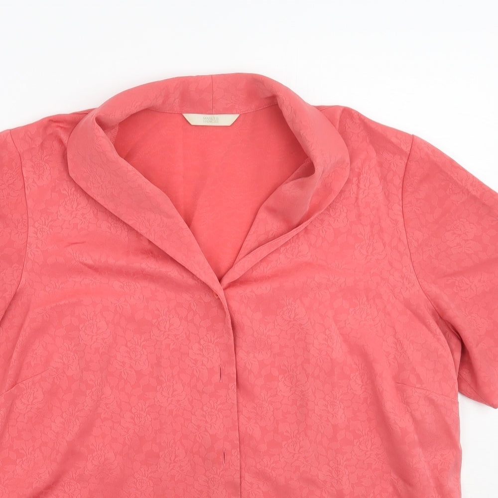 Womens UK Size 16 Marks and Spencer Pink Basic Button-Up