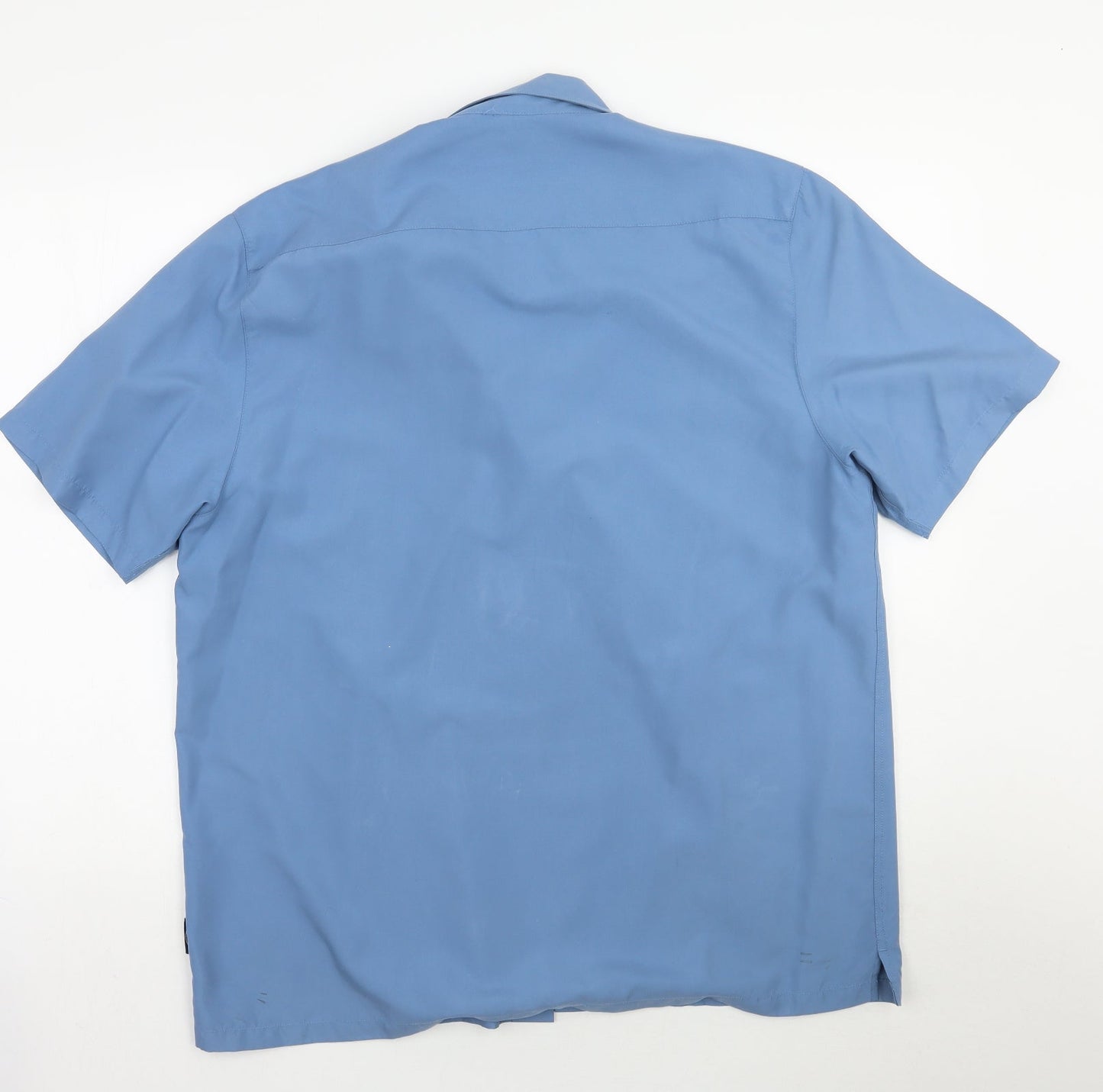 Mens UK Size L Easy Blue  Button-Up Short Sleeve Casual Shirt