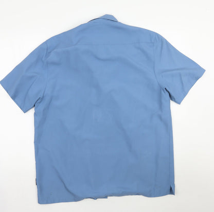 Mens UK Size L Easy Blue  Button-Up Short Sleeve Casual Shirt
