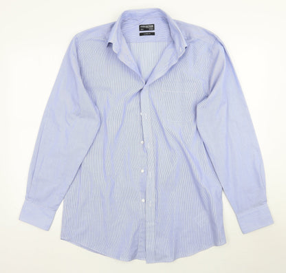 Mens UK Size 15.5 Collection Blue  Button-Up Long Sleeve Casual Shirt