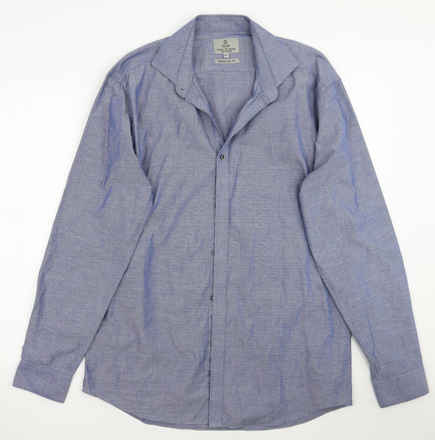Mens UK Size 15.5 Taylor & Wright Blue  Button-Up Long Sleeve Casual Shirt