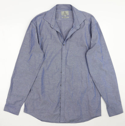 Mens UK Size 15.5 Taylor & Wright Blue  Button-Up Long Sleeve Casual Shirt