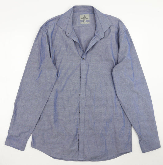 Mens UK Size 15.5 Taylor & Wright Blue  Button-Up Long Sleeve Casual Shirt