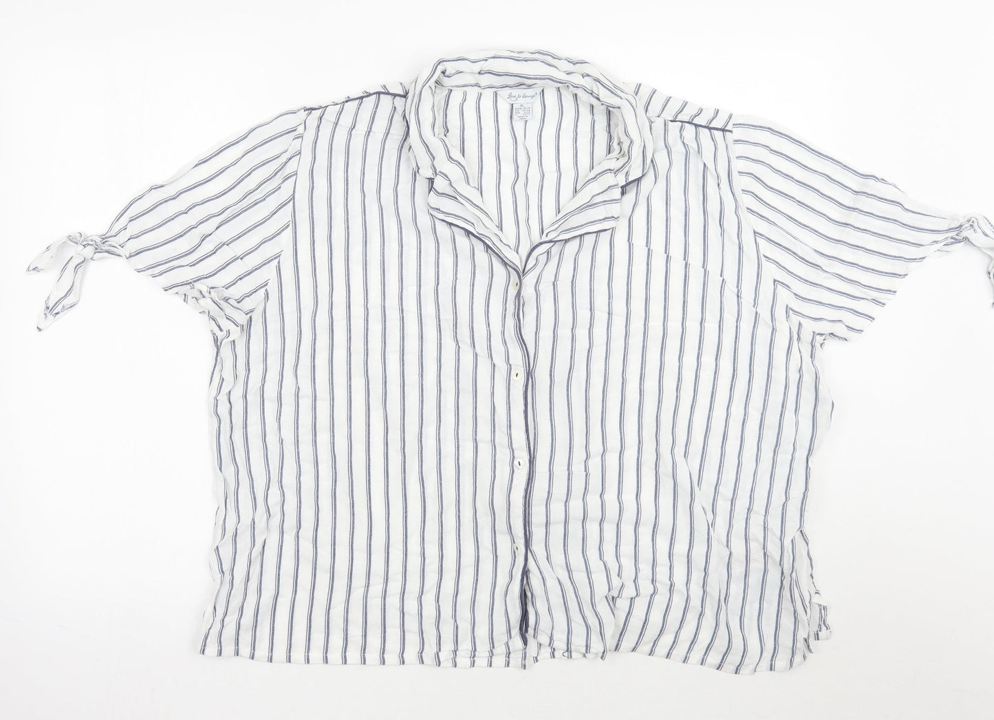 Womens UK Size XL Love to lounge White Basic Button-Up