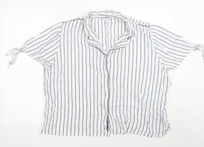 Womens UK Size XL Love to lounge White Basic Button-Up