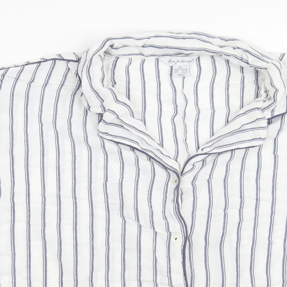 Womens UK Size XL Love to lounge White Basic Button-Up