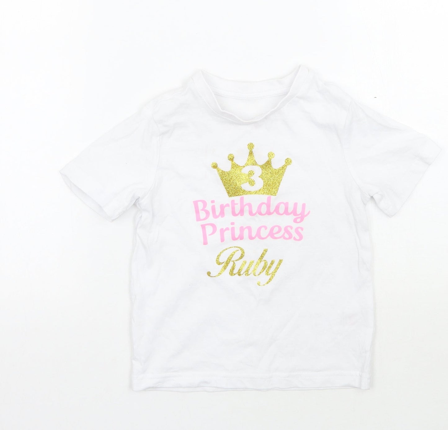 F&F Girls White   Basic T-Shirt Size 3-4 Years