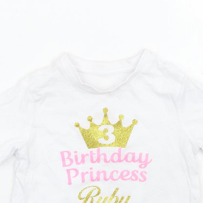 F&F Girls White   Basic T-Shirt Size 3-4 Years