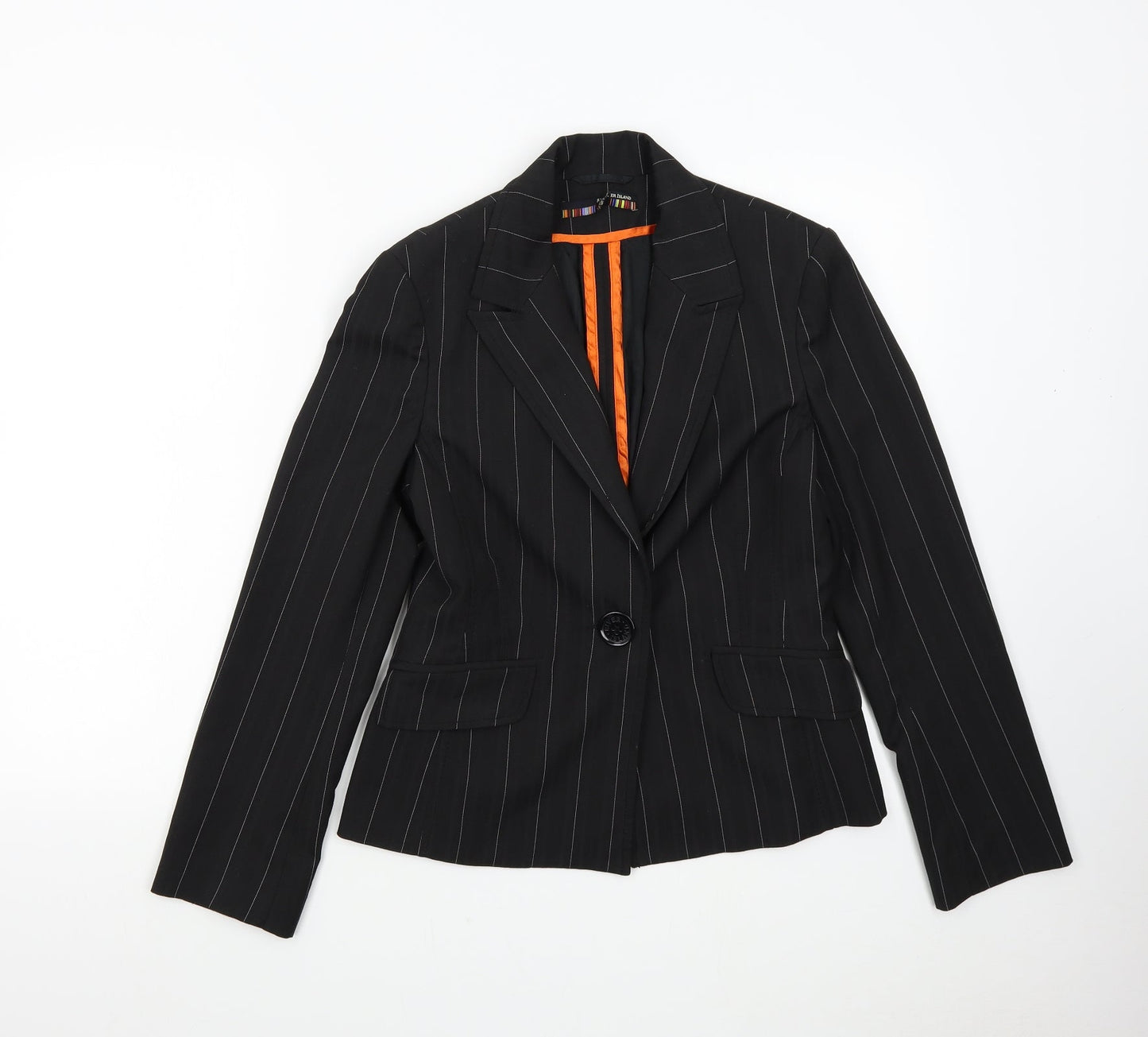 River Island Womens Black Striped  Jacket Suit Jacket Size 10